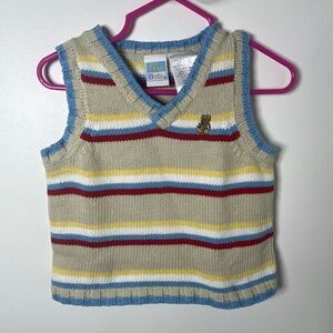 Vintage McBaby McDonald’s Knit Sweater Vest 6-9 Months Striped Teddy Bear